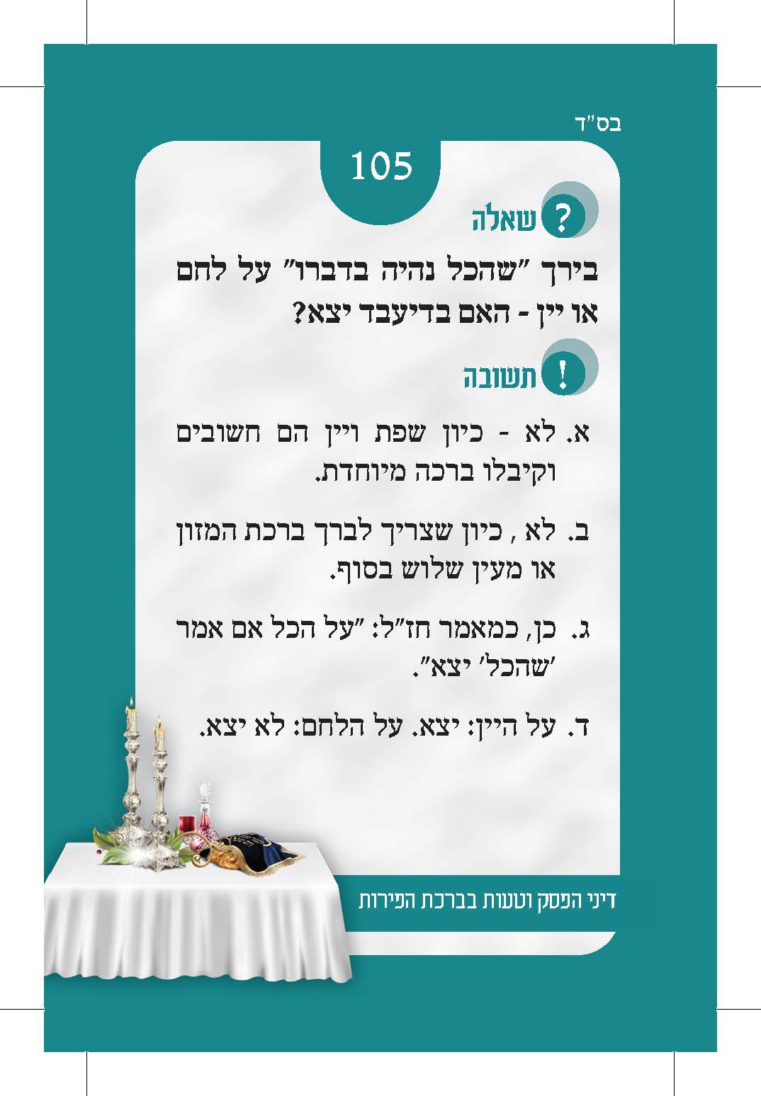 קלף 105 — צד השאלה: בירך שהכל על לחם האם יצא